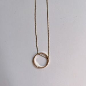 Long Minimalist Gold Circle Pendant Necklace